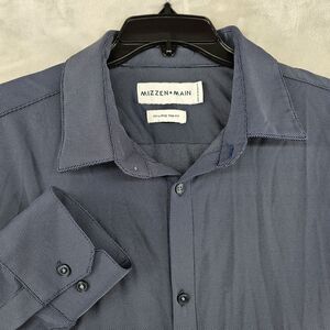 Mizzen Main Performance‎ Menswear Dress Shirt Size 2XL Long Sleeve Blue